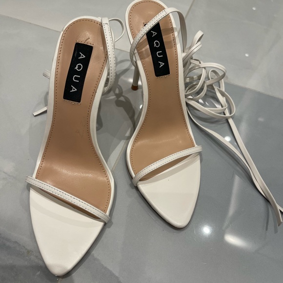 Brand new AQUA white tie heels - Picture 3 of 6